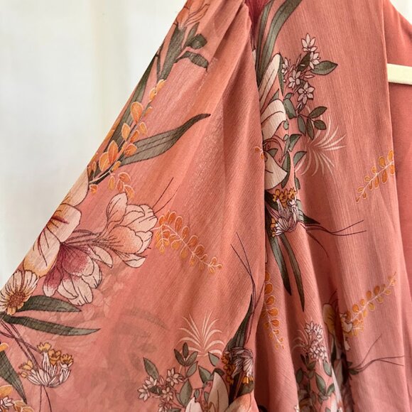 City Chic Boho Floral Maxi Wrap Dusty Rose Dress 24W - Picture 5 of 11